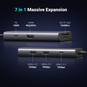 UGREEN Revodok Pro 7-in-1 USB-Cハブ 15531 グレー UGR-OT-000015-イメージ3