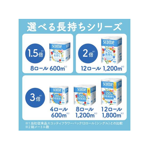 クレシア スコッティ フラワーパック 3倍長持ち シングル 12ロール×4パック FC742NU-14012-イメージ10