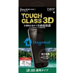 ディーフ iPhone SE(第3世代)/SE(第2世代)/8/7/6s/6用TOUGH GLASS 3D 全画面 透明 DG-IPSE3FG3DF-イメージ1