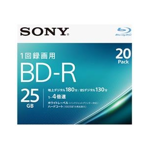 SONY 録画用25GB 1層 1-4倍速対応 BD-R追記型 ブルーレイディスク 20枚入り 20BNR1VJPS4-イメージ1