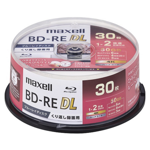 マクセル 録画用50GB(2層) 1-2倍速 ブルーレイディスク 30枚入り ホワイト BEV50WPG30SP-イメージ1