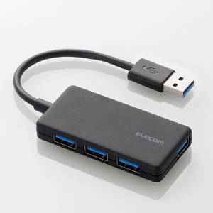 エレコム 4ポートUSB3．0ハブ(コンパクトタイプ) ブラック U3H-A416BBK-イメージ1