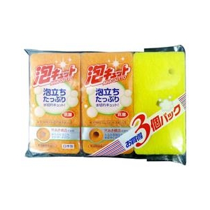 オーエ 泡キュット　ソフトスポンジ3P ｱﾜｷﾕﾂﾄｷﾂﾁﾝｽﾎﾟﾝｼﾞｿﾌﾄ3P-イメージ1