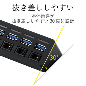 エレコム 4ポートUSB3．0ハブ(マグネット・個別スイッチタイプ) ブラック U3H-S418BBK-イメージ7