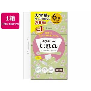 大王製紙 エリエール イーナ ソフトパックティッシュー 200組 6個×10パック FC090RL-イメージ1