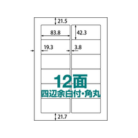 ラベルシール A4 12面 四辺余白付・角丸100枚 1冊（100枚） F861332-ABC1-404-RB13