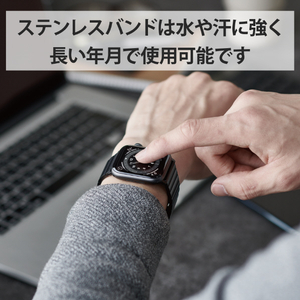 エレコム Apple Watch用フォーマルステンレスバンド(44/42mm) ブラック AW-44BDSS1BK-イメージ6