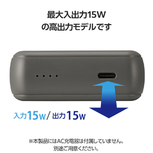 エレコム 超コンパクトモバイルバッテリー(10000mAh/3A/USB Type-C×1) ダークグレー DE-C49-10000DGY-イメージ5