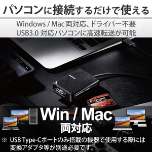 エレコム USB3．0対応メモリカードリーダ/高速化ソフト対応タイプ MR3-C402BK-イメージ5