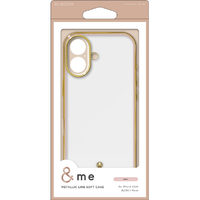 エレコム iPhone 16用&me ソフトケース メタリックライン ピンク PM-A24AUCTMLPN