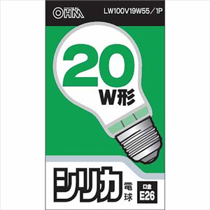 オーム電機 白熱電球 E26口金 全光束170lm(19W シリカ電球タイプ) 電球色相当 LW100V19W55/1P-イメージ1