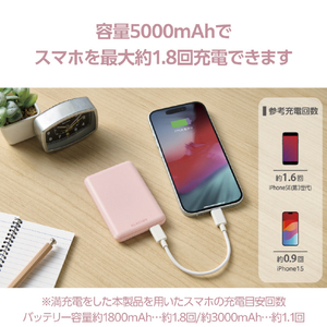 エレコム 超コンパクトモバイルバッテリー(5000mAh/3A/USB Type-C×1) ピンク DE-C48-5000PN-イメージ4