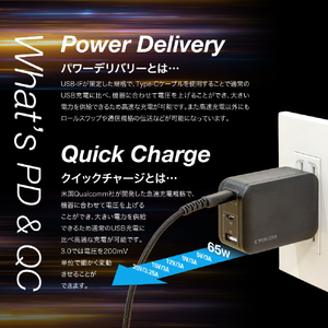 京ハヤ USB-C対応急速充電器(65W) CHARGE GEAR ブラック JKPD65M3BK-イメージ6