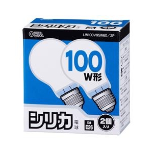 オーム電機 PS60形・E26口金 電球形蛍光灯 ホワイト 95Wシリカ電球タイプ 2個入り LW100V95W60/2P-イメージ1