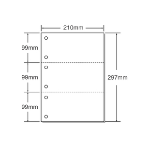 マルチプリンタ帳票 A4 白紙 3面 6穴 500枚 1冊 F846964-53001-イメージ1