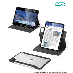 ESR iPad Pro 11インチ(M4) REBOUND 360 ハイブリッド 2WAYカバー ブラック ES26768-イメージ2