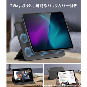 ESR iPad Air 11インチ(M2)/iPad Air(第5/4世代)用REBOUND 360 ハイブリッド 2WAYカバー ブラック ES26771-イメージ6