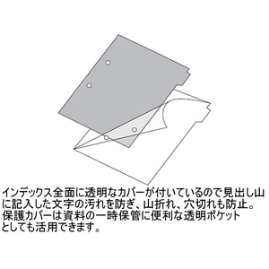 キングジム カバー付きカラーインデックス A4タテ 5山 2穴 10組 F844741-907-2C-イメージ2