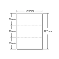 マルチプリンタ帳票 A4 白紙 3面 500枚×2冊 1箱(2冊) F847030-53002