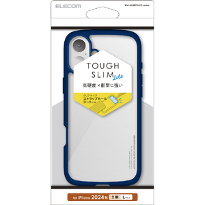 エレコム iPhone 16 Plus用TOUGH SLIM LITE ハイブリッドケース フレームカラー ネイビー PM-A24BTSLFCNV-イメージ1