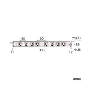 サンワサプライ 工事物件タップ(3P・8個口・0．3m) TAP-K8-03-イメージ3