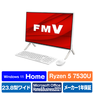 富士通 一体型デスクトップパソコン ESPRIMO FHシリーズ ホワイト FMVF60H3W-イメージ1