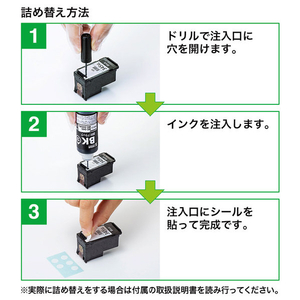 サンワサプライ 詰替えインク ブラック(60ml) INK-C345B60S-イメージ3