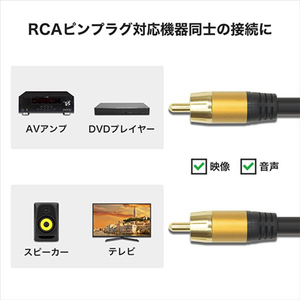 ホーリック RCAサブウーファーケーブル RCAオス - RCAオス 1m RC10-798GB-イメージ2