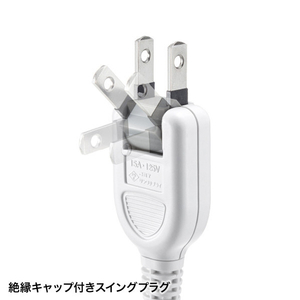 サンワサプライ 電源タップ 2P 10個口 強力ネオジムマグネット シャッター付 ホワイト TAP-2210-3W-イメージ4