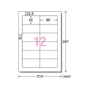 エーワン PPC(コピー)ラベルA4 12面ミリ改行宛名表示100枚 F857251-28276-イメージ1