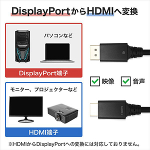 ホーリック DisplayPort→HDMI変換ケーブル 1m DPHA10-808BB-イメージ2