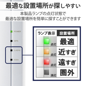 エレコム Wi-Fi 6(11ax) 2402+574Mbps無線LAN中継器 ホワイト WTC-X3000GS-W-イメージ7