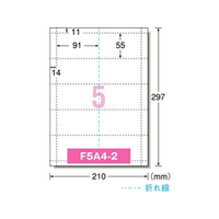 エーワン マルチカード名刺2つ折サイズ A4 5面白無地 10シート F864759-51077