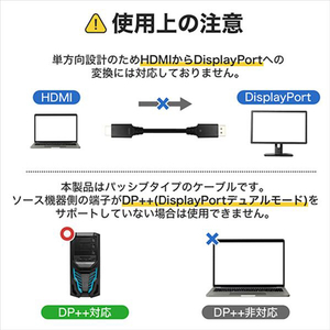 ホーリック DisplayPort→HDMI変換ケーブル 10m DPHA100-812BB-イメージ6