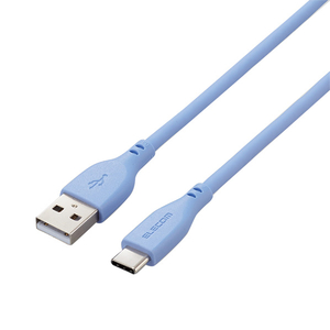 エレコム なめらかUSB Type-Cケーブル(非認証品、A-C) 1．0m ゼニスブブルー MPA-ACSS10BU-イメージ1