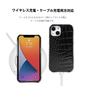 ABBI SIGNATURE iPhone 13 Pro用イタリアンレザー クロコバックカバーケース　ブラック ブラック ABS21820I13PBK-イメージ18