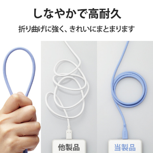 エレコム なめらかUSB Type-Cケーブル(非認証品、C-C) 1．0m ゼニスブブルー MPA-CCSS10BU-イメージ5