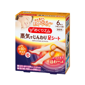 KAO めぐりズム 蒸気でじんわり 足シート 無香料 6枚入 FCA7370-イメージ1