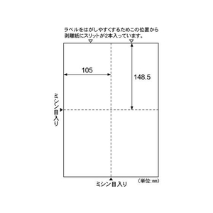 ヒサゴ A4台紙ごとミシン目切り離しラベル 4面/100枚 FCT7806-GB3203N-イメージ2