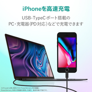 エレコム USB-C to Lightningケーブル(1．0m) MPA-CL10XBK-イメージ6