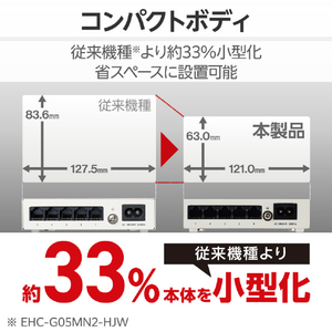 エレコム Giga対応5ポートスイッチ(金属筐体/電源内蔵) ホワイト EHC-G05MN4-HJW-イメージ4