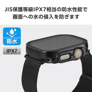 エレコム Apple Watch Ultra 2/Ultra(49mm)用フルカバーケース プレミアムガラス/高透明/防水 ブラック AW-23CFCGEBK-イメージ4