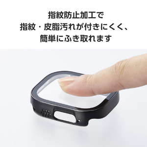 エレコム Apple Watch Ultra 2/Ultra(49mm)用フルカバーケース プレミアムガラス/高透明/防水 ブラック AW-23CFCGEBK-イメージ6