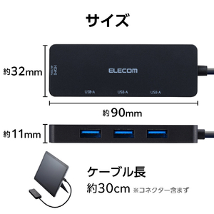 エレコム USB Type-C(TM)ハブ+1機能(HDMI(R)ポート付き) ブラック U3H-MH3006BBK-イメージ7