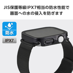 エレコム Apple Watch SE (第2世代)/SE/Series 6/5/4(44mm)用フルカバーケース プレミアムガラス/高透明/防水 ブラック AW-23DFCGEBK-イメージ4