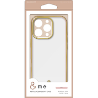 エレコム iPhone 16 Pro用&me ソフトケース メタリックライン ピンク PM-A24CUCTMLPN