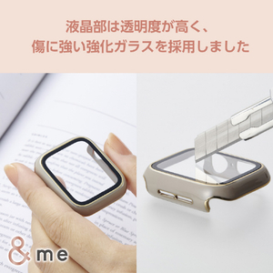 エレコム Apple Watch SE (第2世代)/SE/Series 6/5/4(40mm)用フルカバーケース &me/プレミアムガラス/高透明/ゴールドライン グレージュ AW-23EFCGJGB-イメージ5