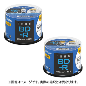 ビクター 録画用BD-R 1-6倍速 25GB インクジェットプリンター対応 50枚入り 2個セット VBR130RP50SJ2P2-イメージ1