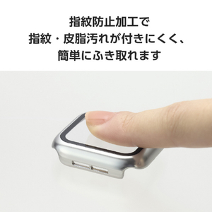 エレコム Apple Watch SE (第2世代)/SE/Series 6/5/4(40mm)用フルカバーケース プレミアムガラス/高透明/メタリック シルバー AW-23EFCGPSV-イメージ6