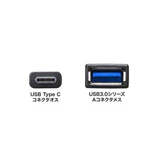 サンワサプライ Type-C USB A変換アダプタケーブル（7cm） ブラック AD-USB26CAF-イメージ3